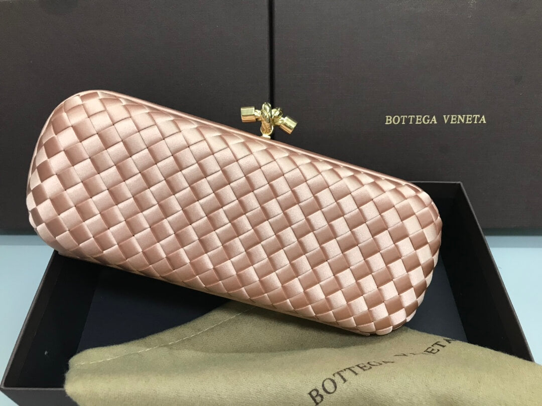 BV Stretch Box Knot Clutch Bag 754783 Light Pink