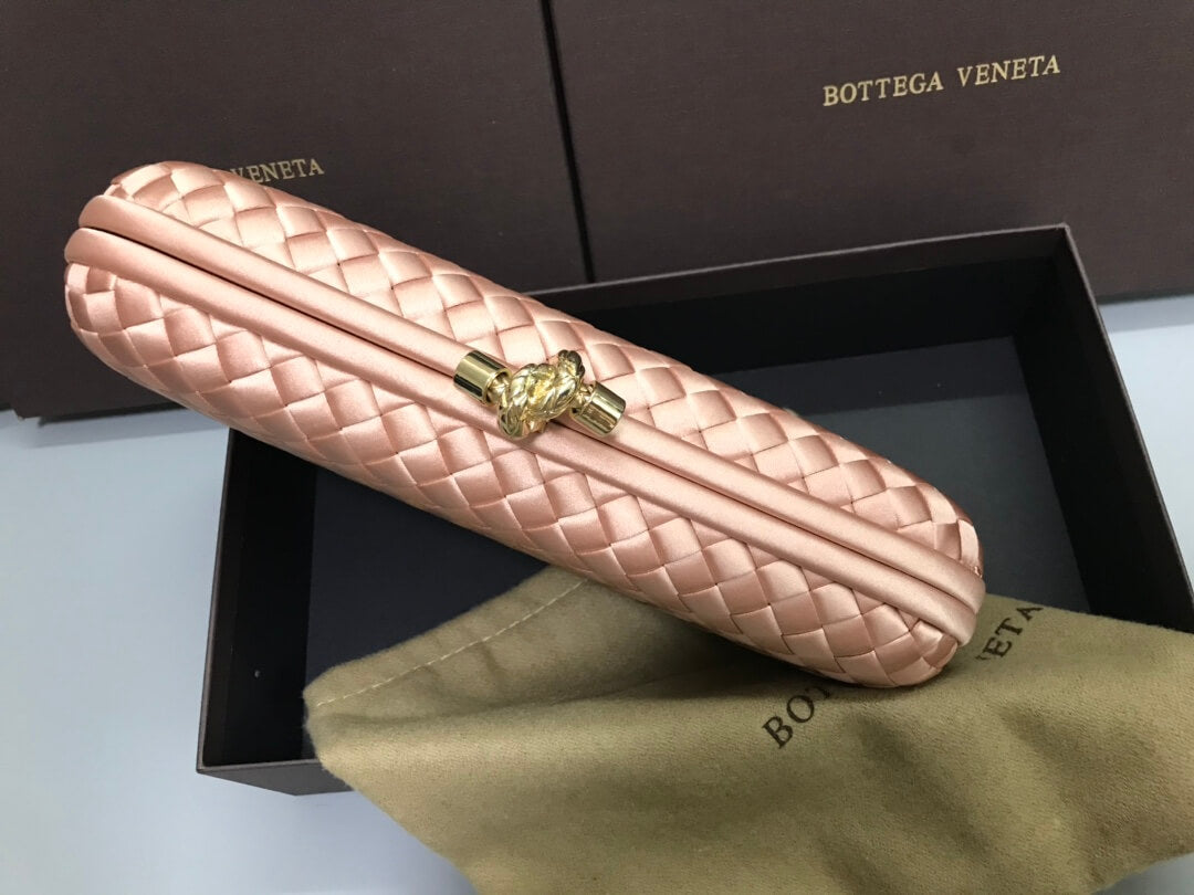 BV Stretch Box Knot Clutch Bag 754783 Light Pink