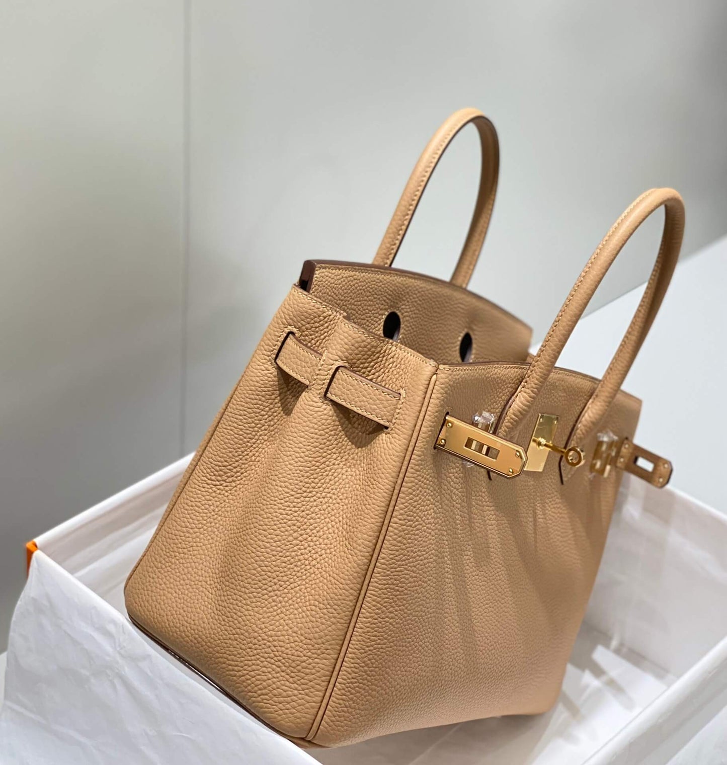 HM BIRKIN BAGS TOGO LEATHER gold hardware cotton thread brown