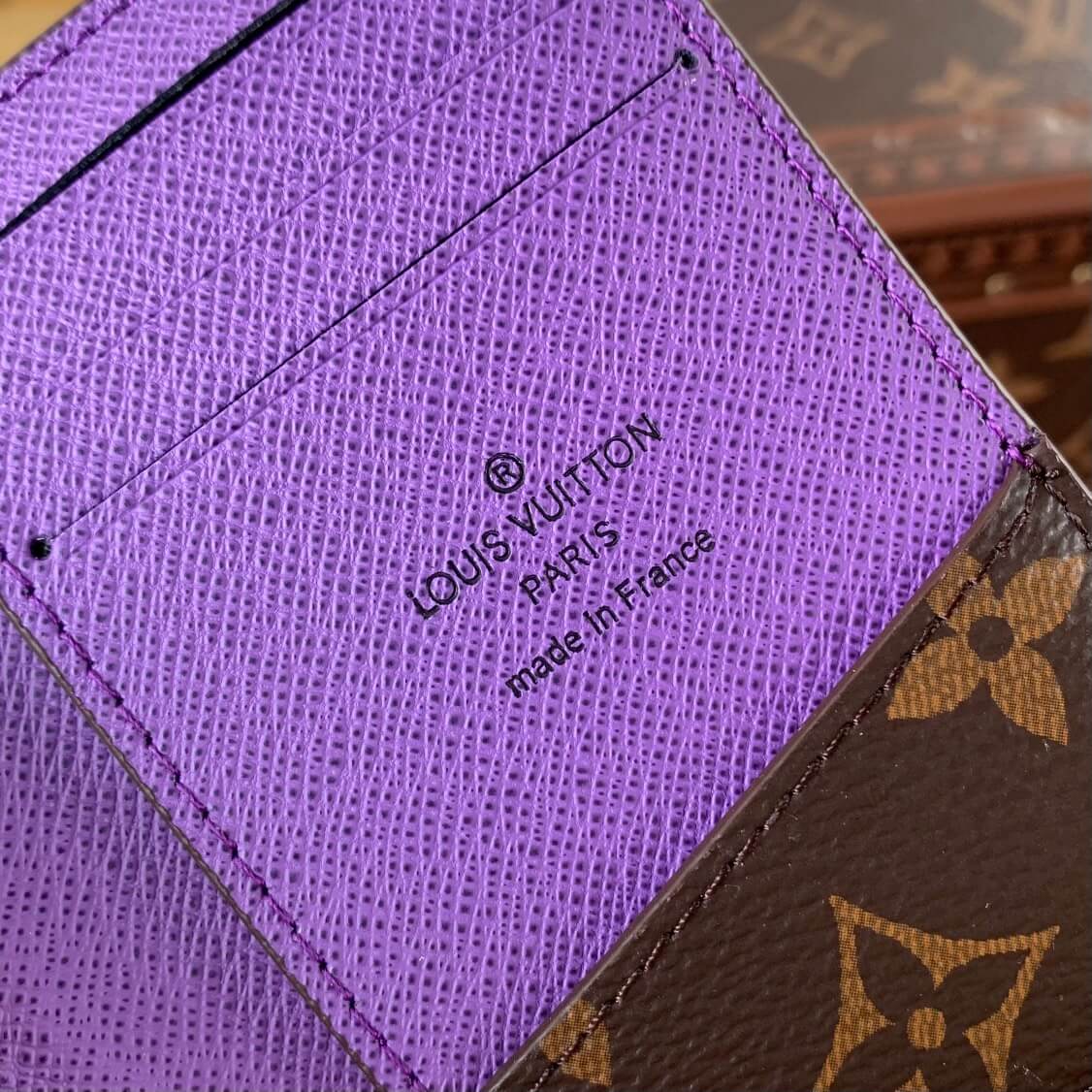 M81535 POCKET ORGANIZER purple wallet Monogram Macassar man bag  Free shipping