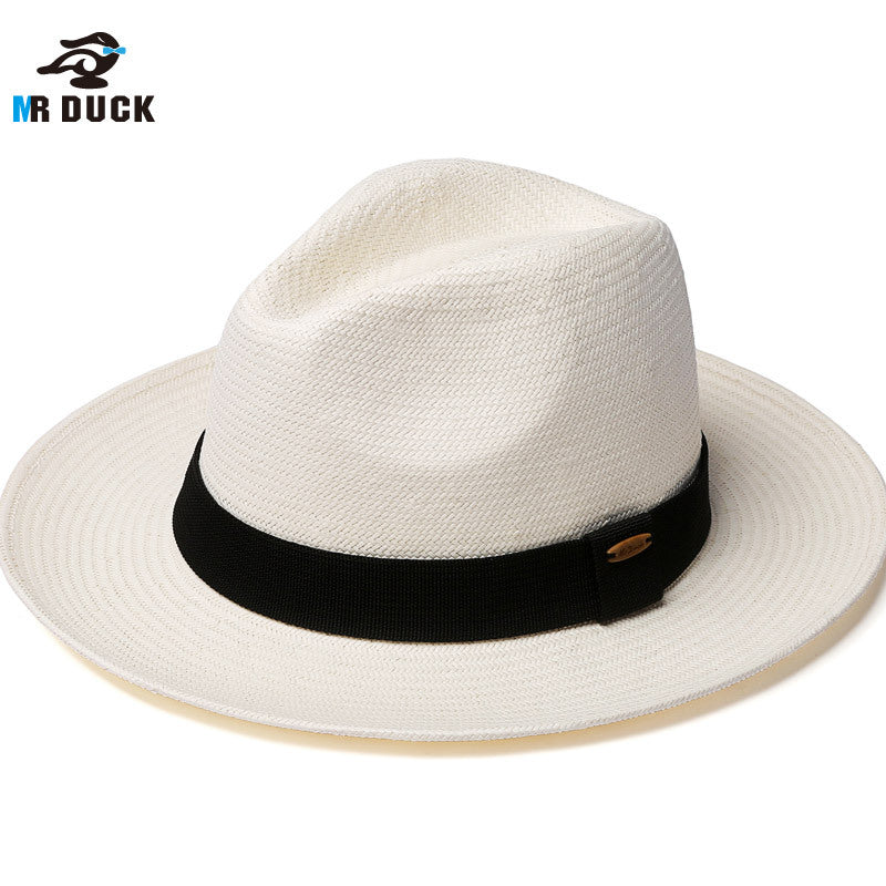 White top hat, women's sun protection straw woven Panama hat, men's sun hat, summer hat, men's summer big brimmed gentleman hat, GZDJ