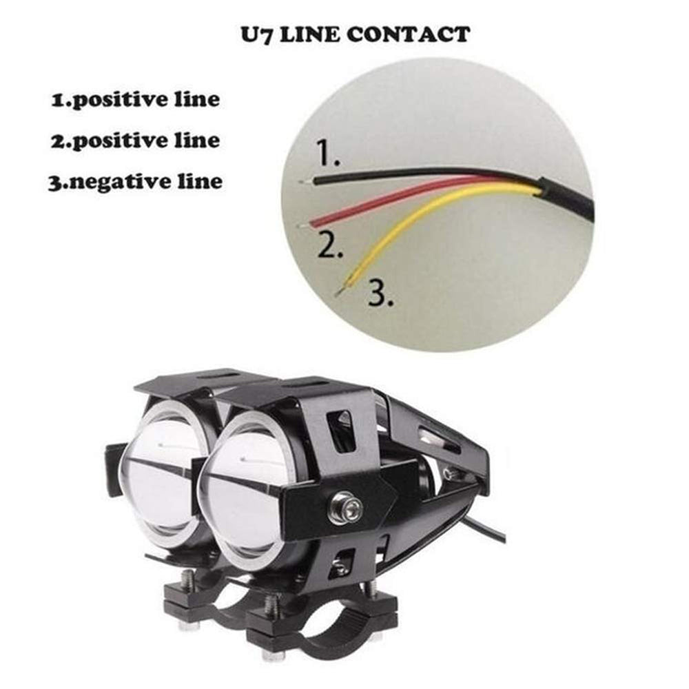 Motorcycle Headlight Cree U7 DRL Fog Lights Driving Running Light With Angel Eyes Lights Ring Front Spotlight Strobe Flashing White Light And Switch