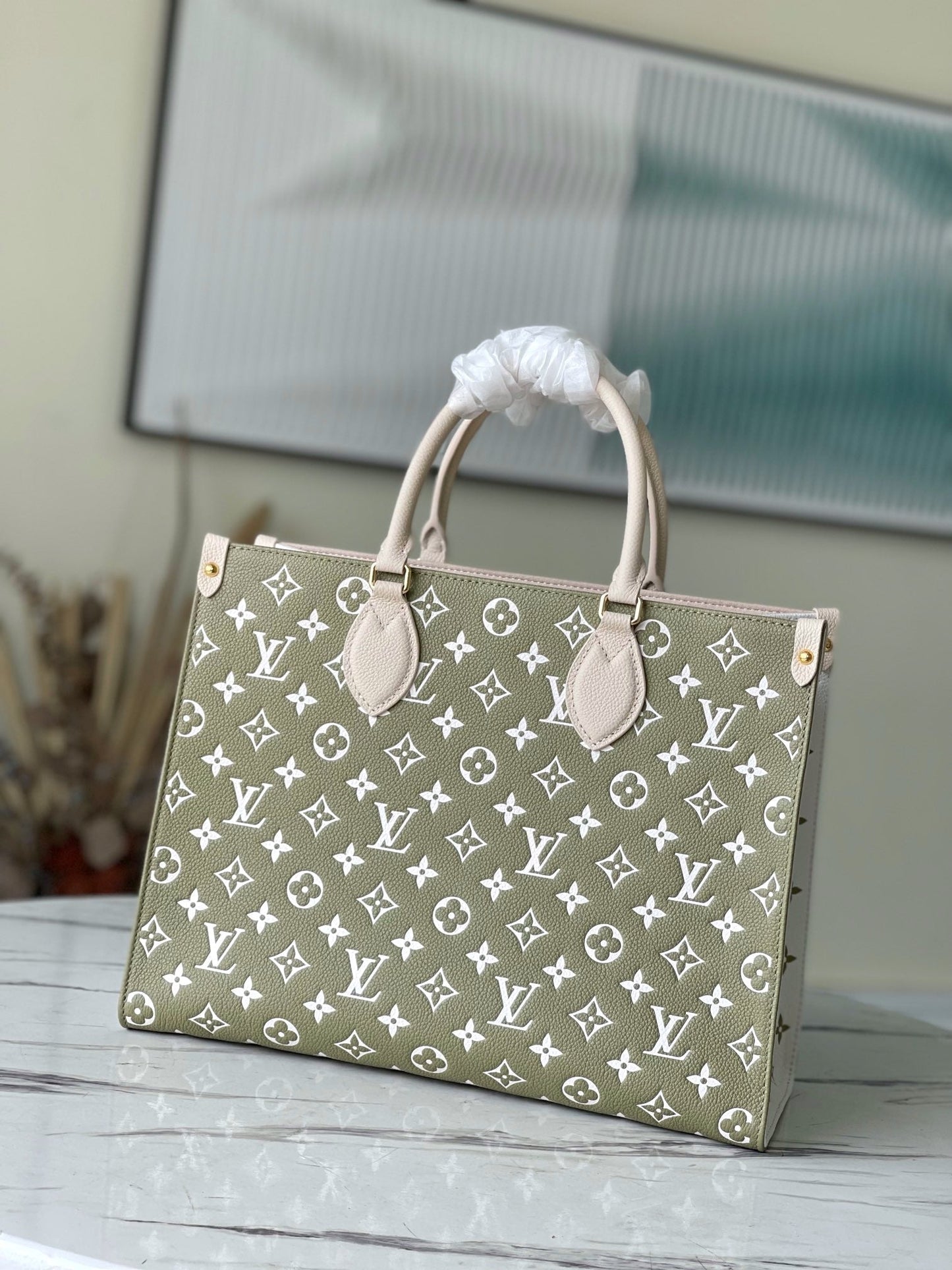 ONTHEGO MONOGRAM EMPREINTE MM TOTE BAG SPRING IN THE CITY M46060 green/grey