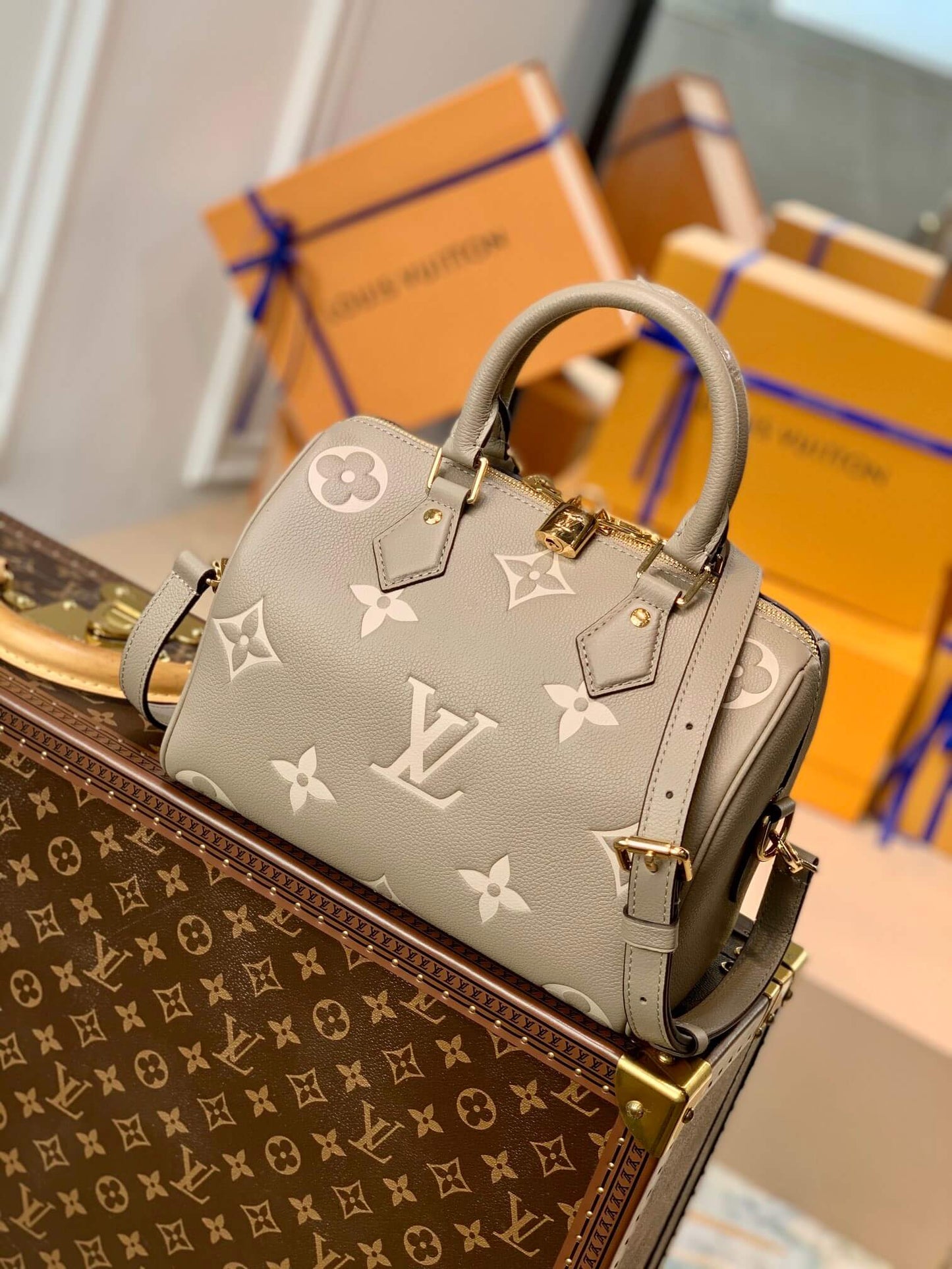 M58947 Speedy Bandoulière 25 Monogram Empreinte grey