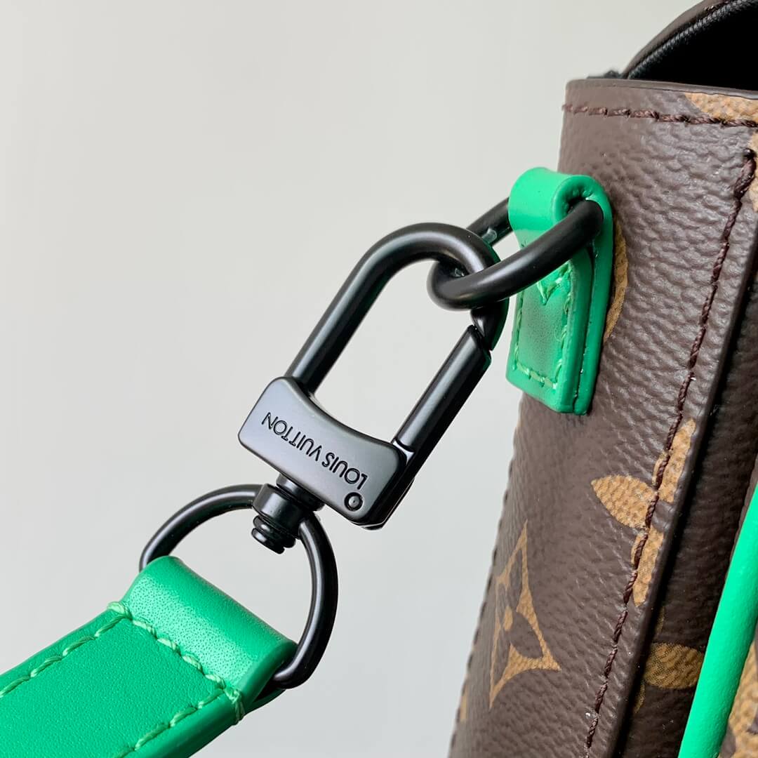 M81522 S-Lock Vertical Wearable green calfskin Monogram Macassar 12CM