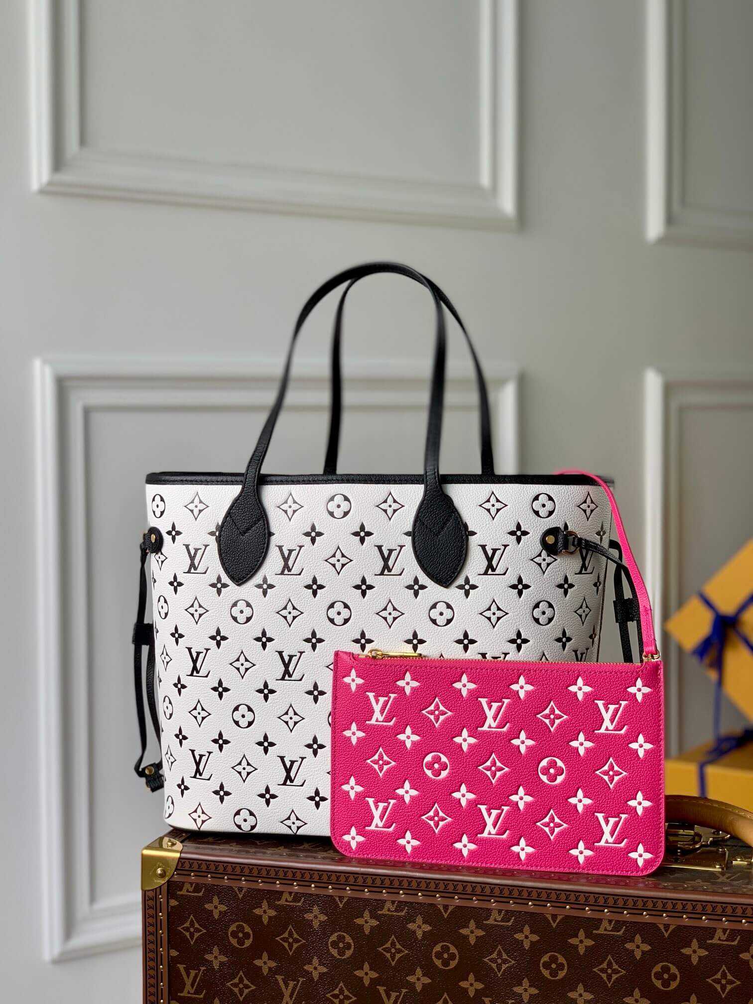 neverfull white pink monogram empreinte