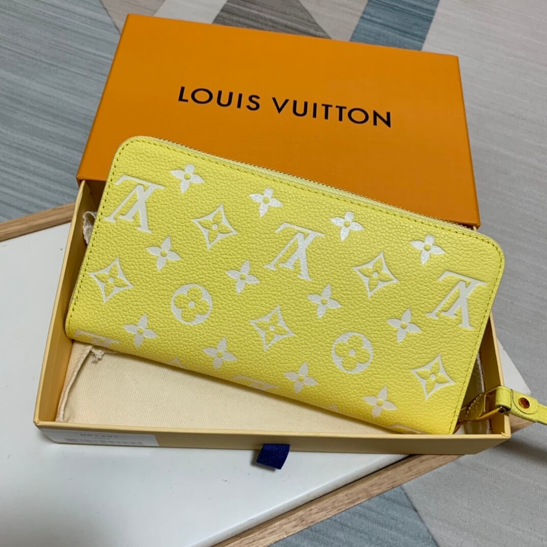 yellow monogram wallets