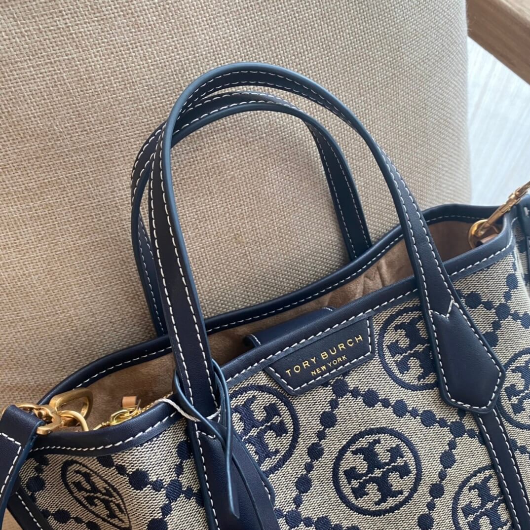 TO83313 Monogram Tote Handbag Dark Blue Free Shipping