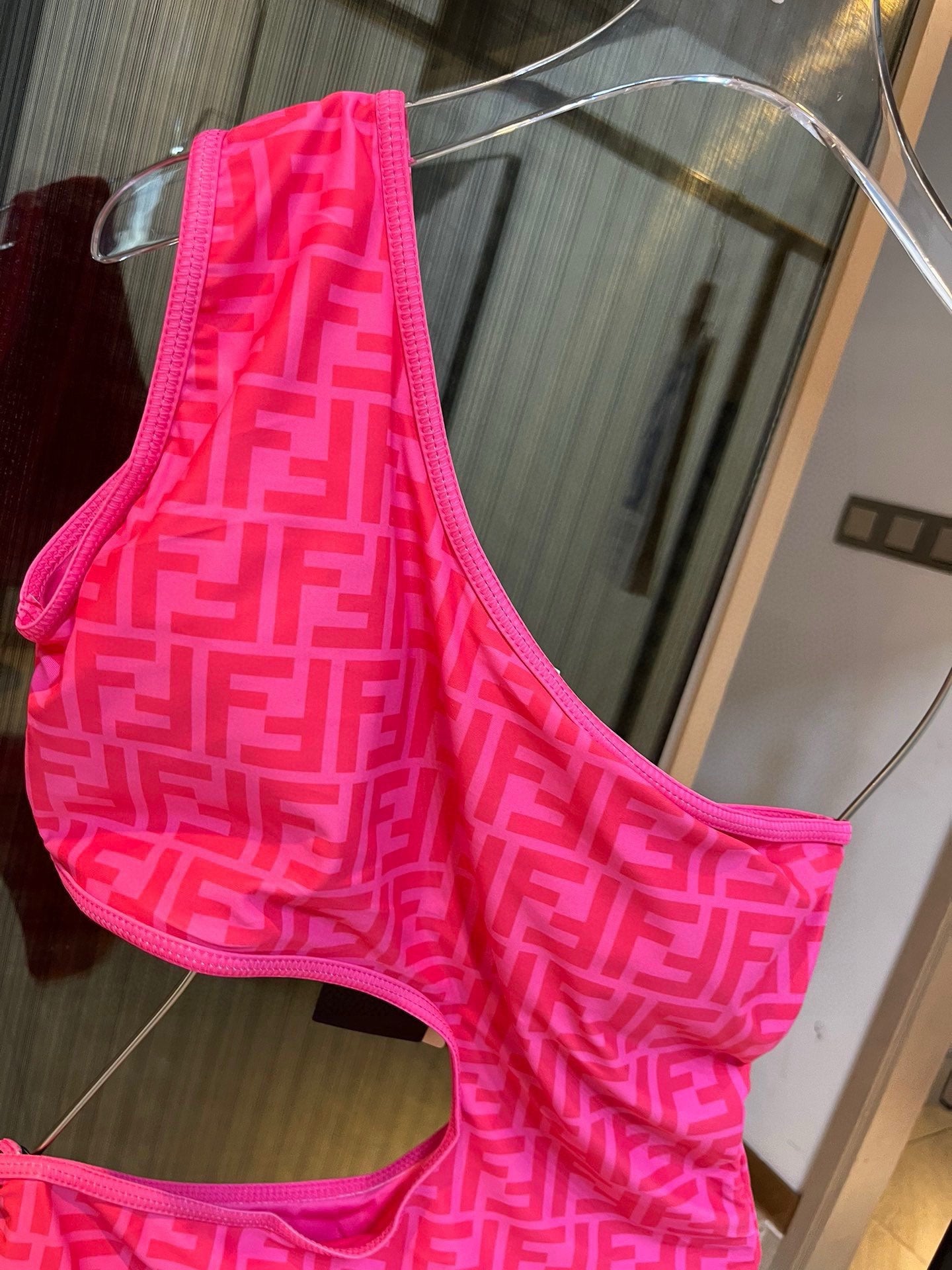 European and American trendy one-piece sunscreen swimsuit, pink dew small waist, one shoulder sexy bikini NYA6