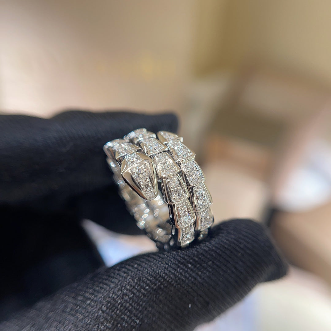 18K Full Diamond Snake serpent Ring JZC11