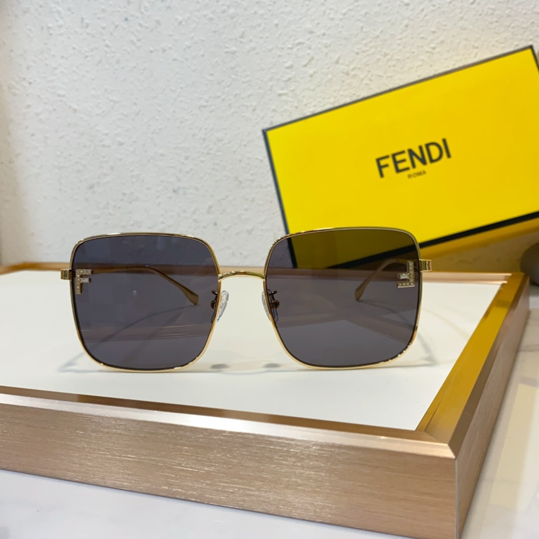 FEND Metal Box Fashion Gradient Sunglasses Small Square Diamond Sunglasses YJB22