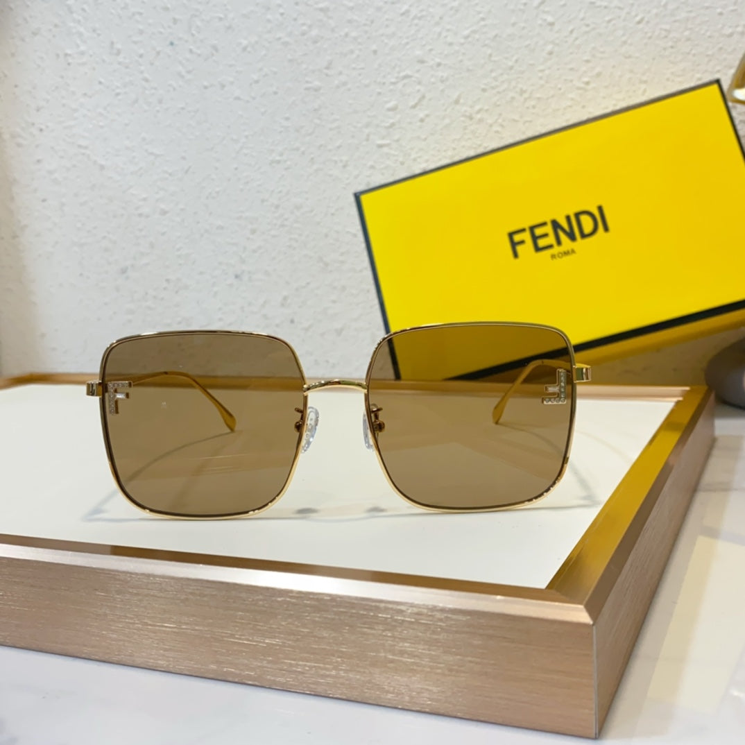 FEND Metal Box Fashion Gradient Sunglasses Small Square Diamond Sunglasses YJB22