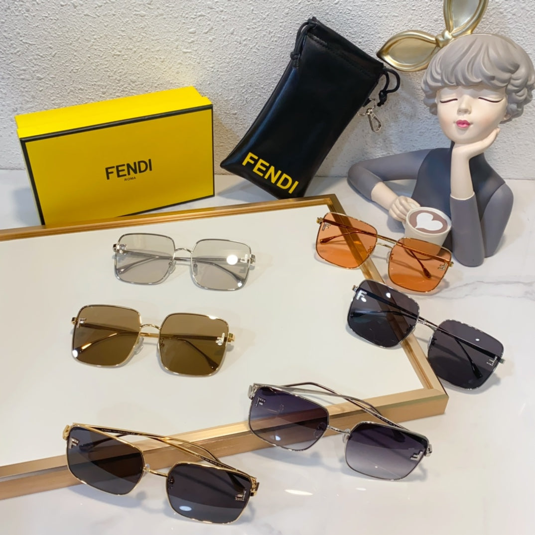 FEND Metal Box Fashion Gradient Sunglasses Small Square Diamond Sunglasses YJB22