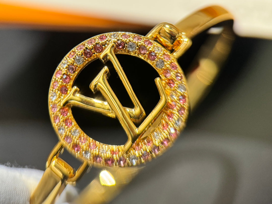 Gold crystal ring with diamond brooch XZC4