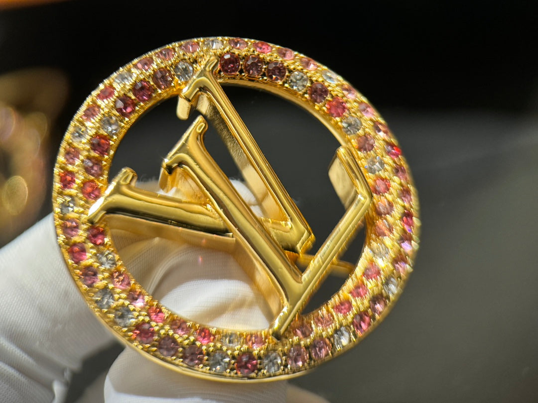 Gold crystal ring with diamond brooch XZC4