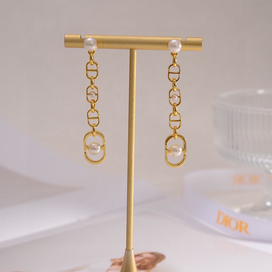 DO Gold Long Hollow Earrings EHA479