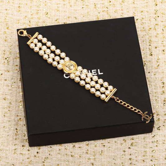 CHA button double C pearl bracelet SLA121