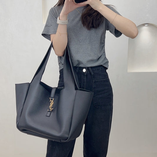 YSL BEA Black Shoulder Tote Bag 763435