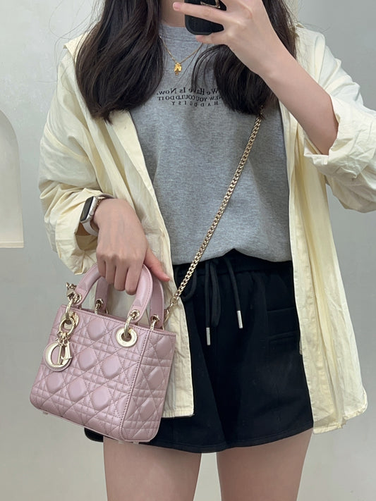 DO 17CM 3-grid frosted pink crossbody handbag 278146