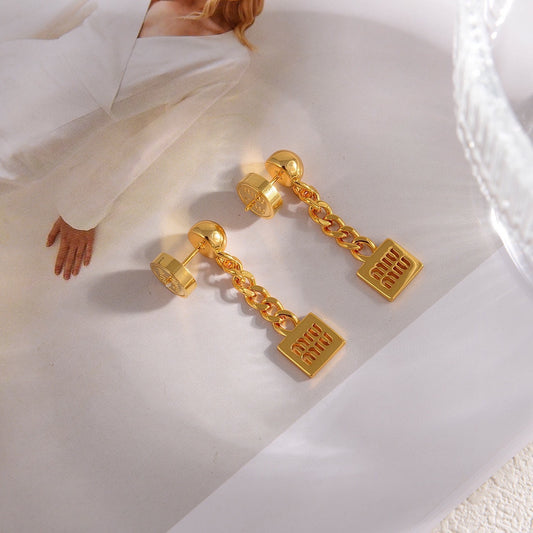 Miumiu Fashion Gold Long Earrings EHA486