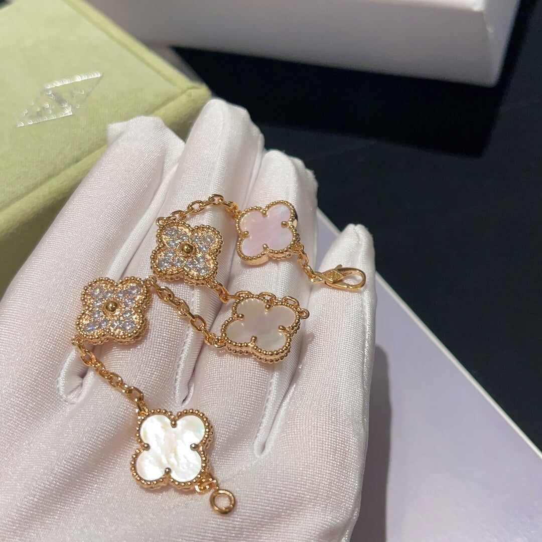 Bracelet 2023 New Summer Luxury Four Leaf Grass Five Flower Rose Gold SLVCA5C01