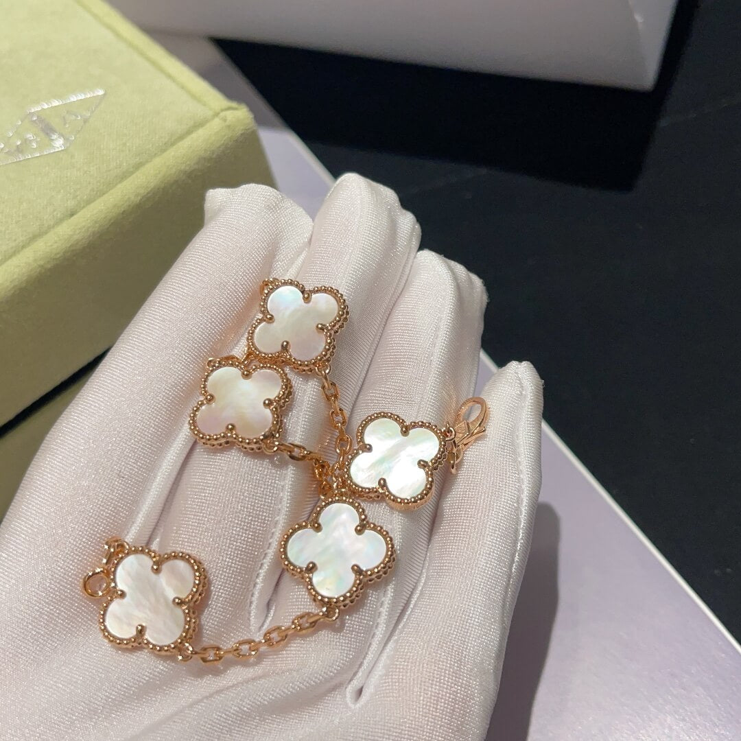 Bracelet 2023 New Summer Luxury Four Leaf Grass Five Flower Rose Gold SLVCA5C01