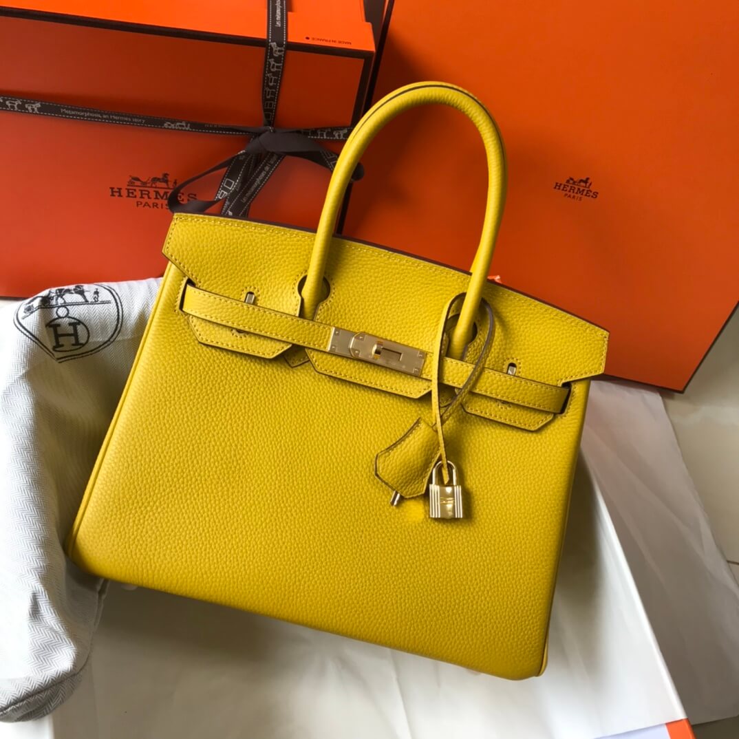 HM BIRKIN BAGS 25/30CM TOGO LEATHER YELLOW GOLD HARDWARE