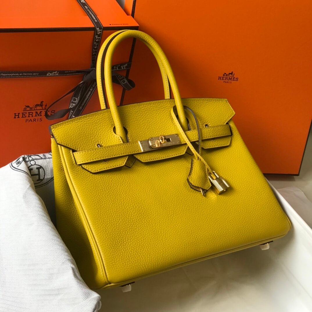 HM BIRKIN BAGS 25/30CM TOGO LEATHER YELLOW GOLD HARDWARE