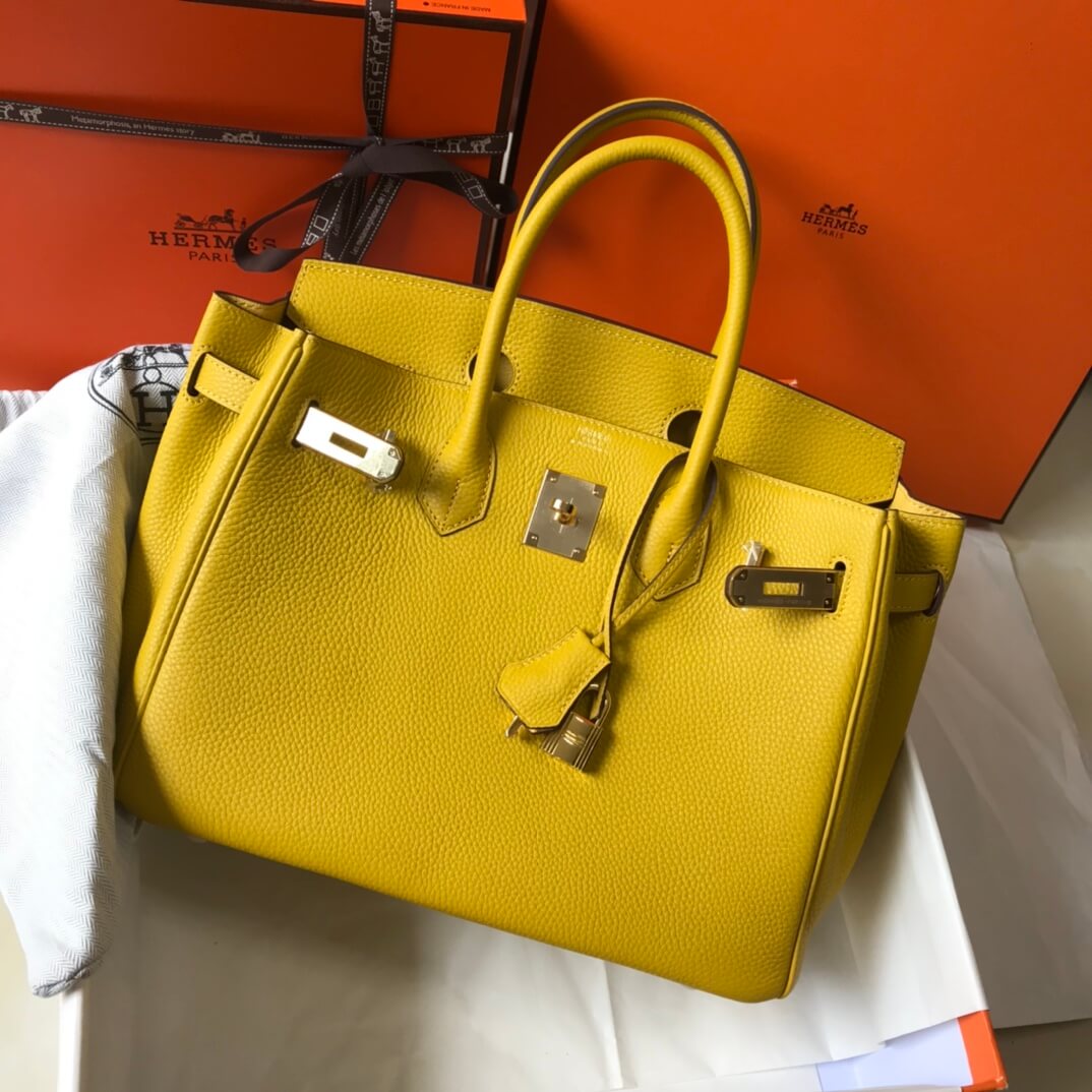 HM BIRKIN BAGS 25/30CM TOGO LEATHER YELLOW GOLD HARDWARE