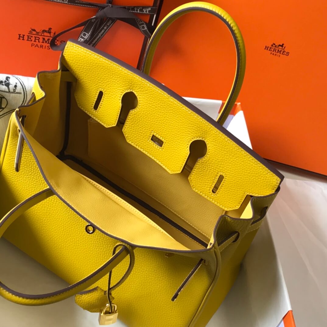 HM BIRKIN BAGS 25/30CM TOGO LEATHER YELLOW GOLD HARDWARE