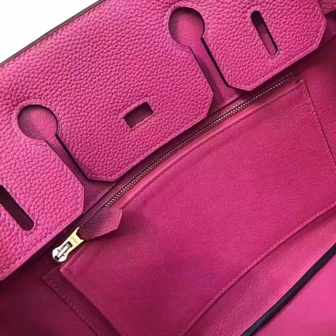 HM Birkin 35 purple togo leather gold hardware wax thread full handmade sewing