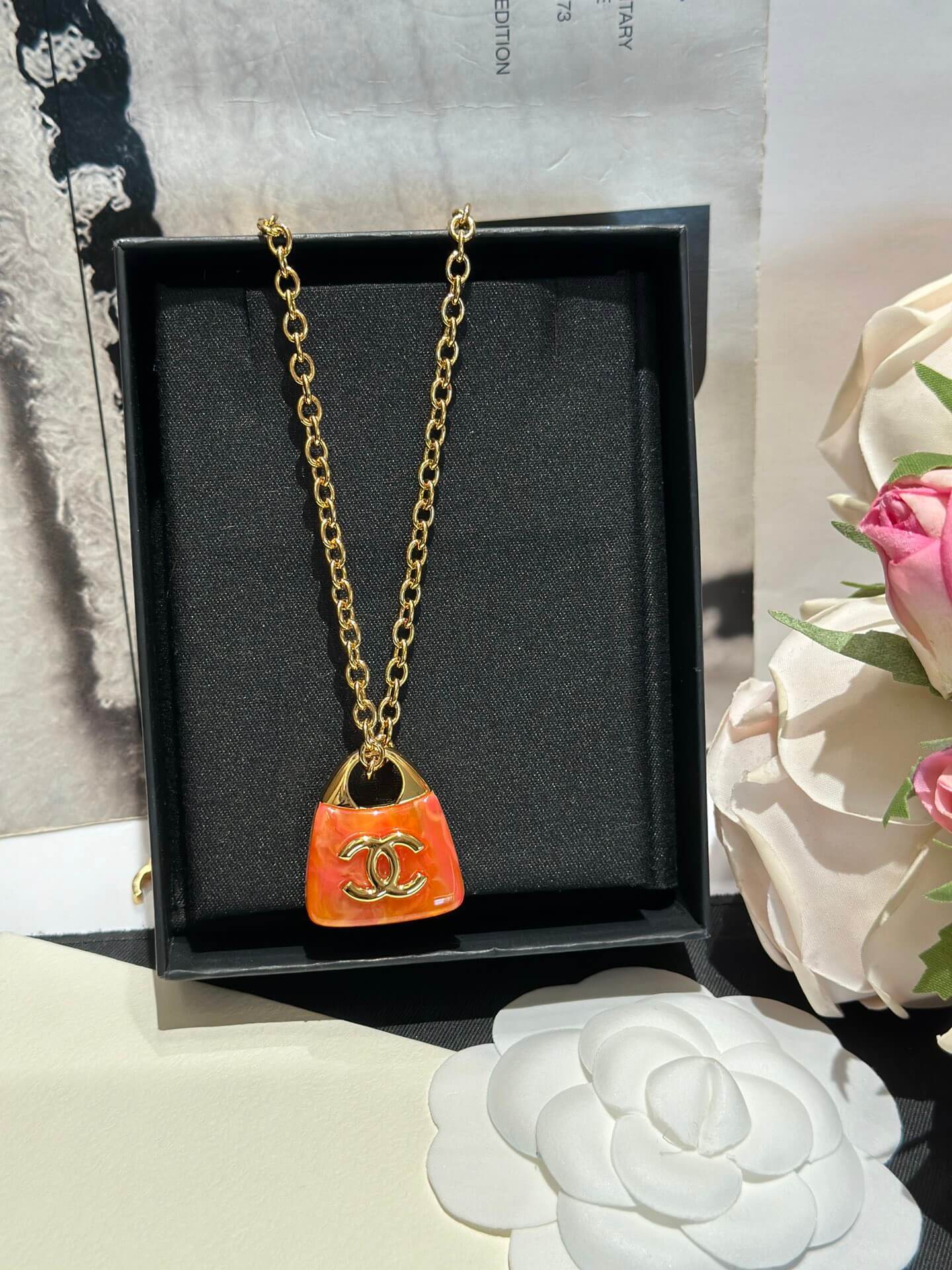 CHA Versatile Fashion Marble Bag Pendant Necklace XLC28