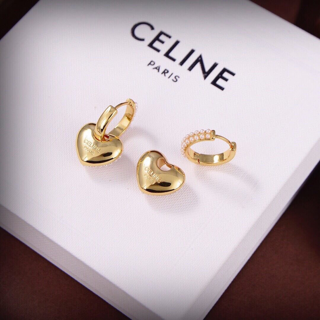 Celine New Gold Love Pearl Personalized French Earrings EH13168A11