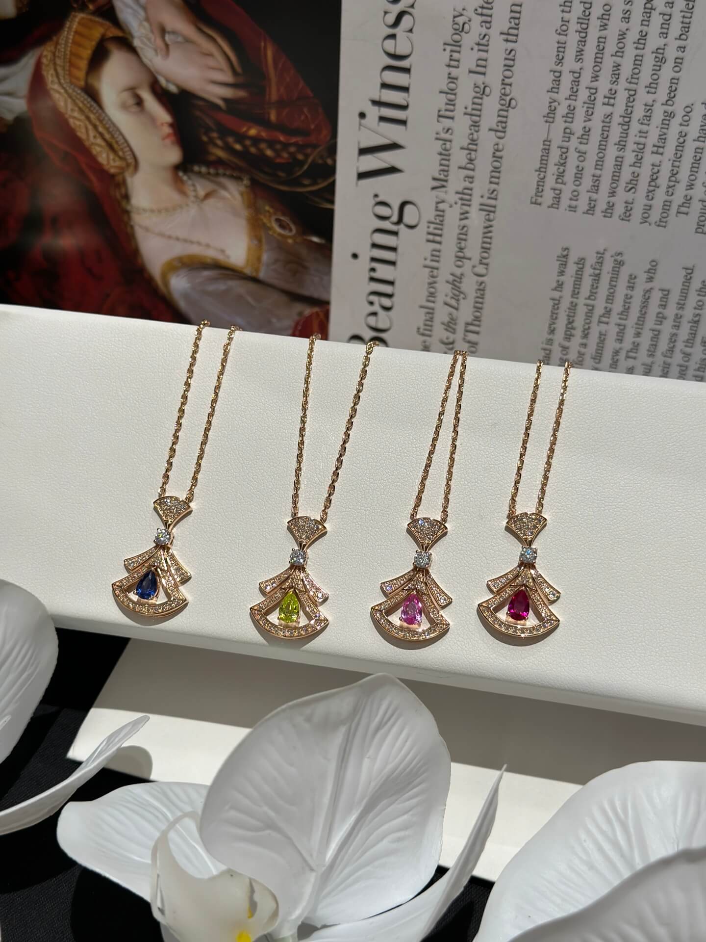 High end popular high-end fan shaped diamond rose gold necklace in Europe and America XLC25