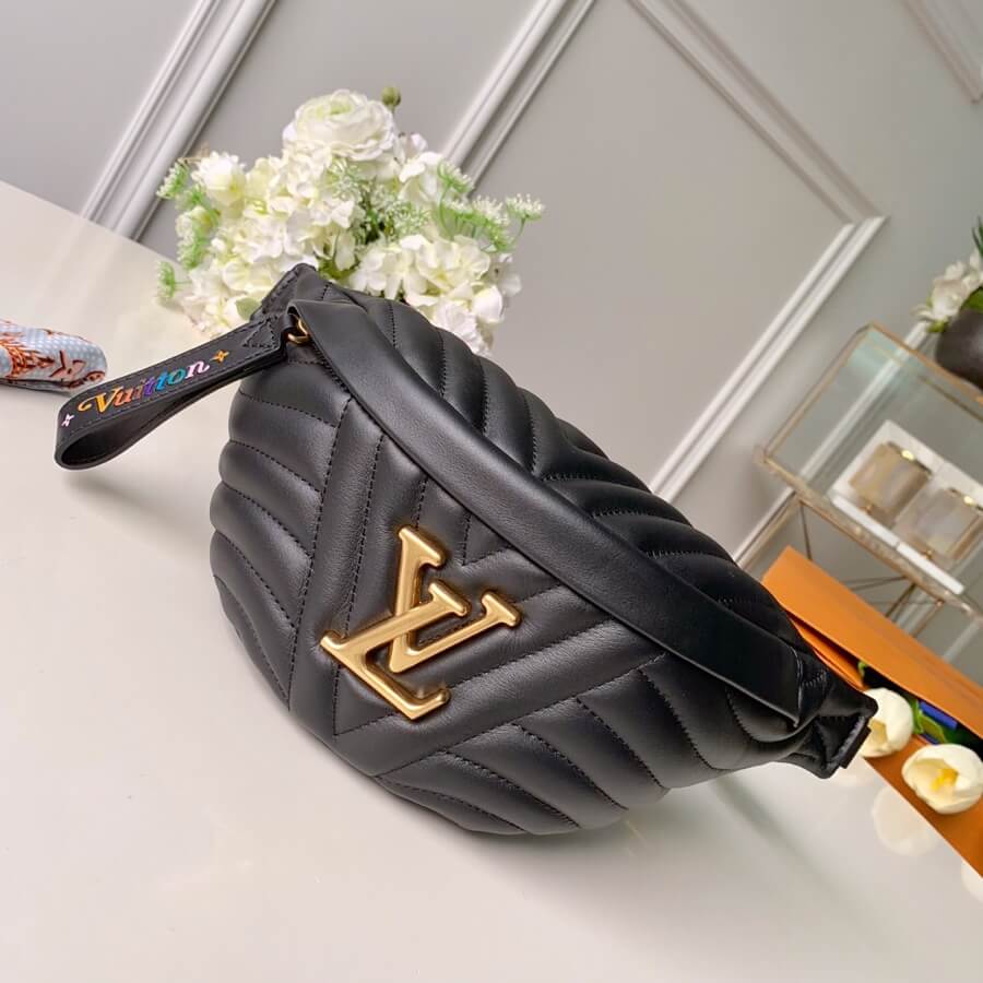 M53750 BUMBAG Wave fanny pack chest bag black Lambskin  Lady man bags