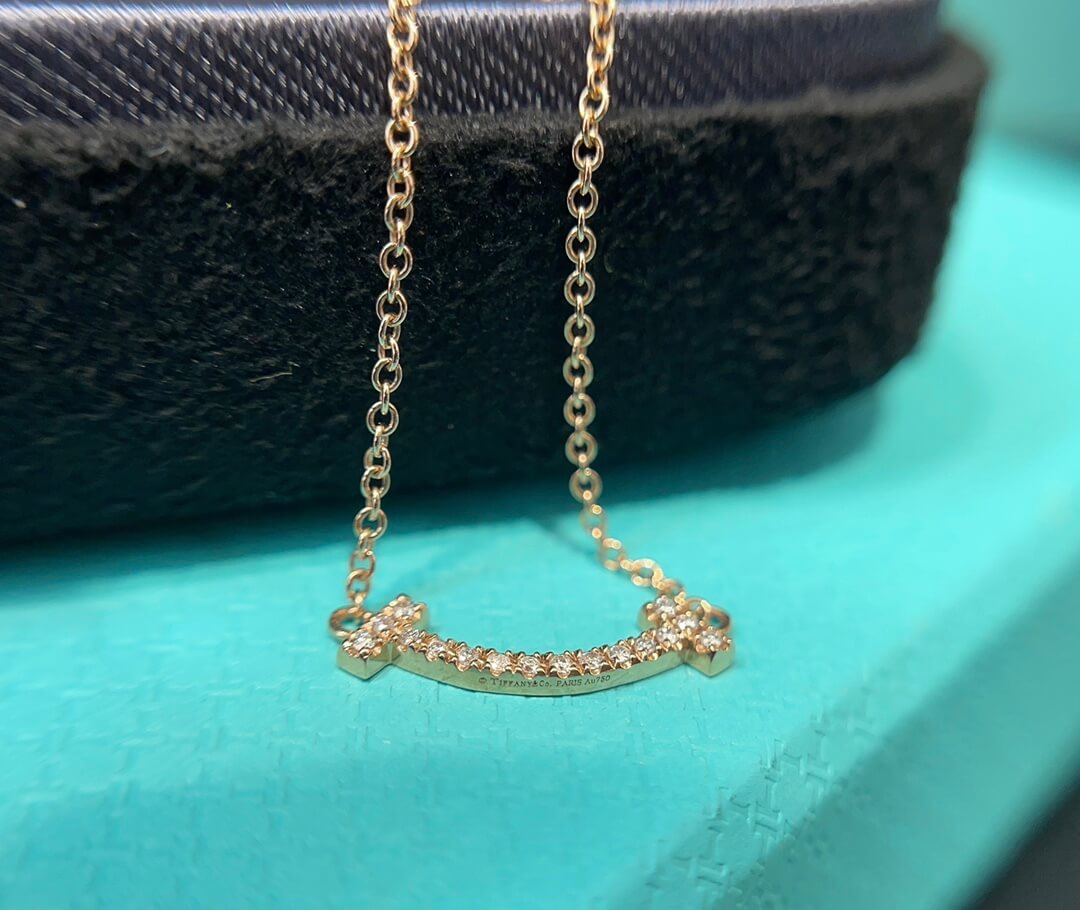 Tiffany mini smiley face light luxury high-end collarbone chain diamond necklace XLC26