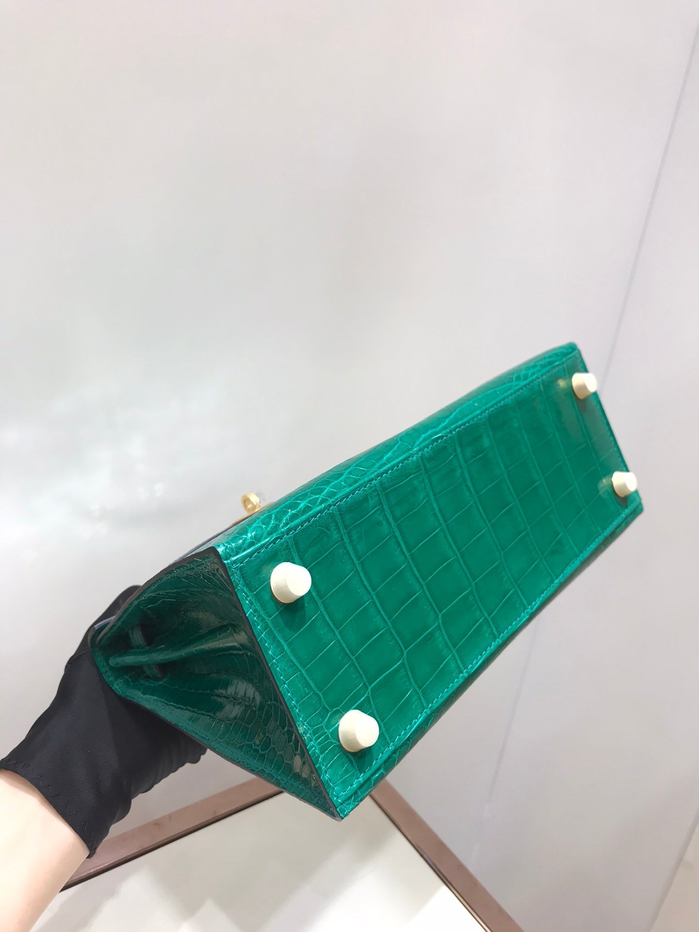 HM kelly real crocodile leather 25cm green