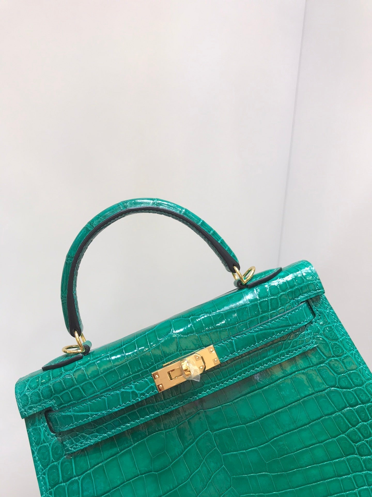 HM kelly real crocodile leather 25cm green