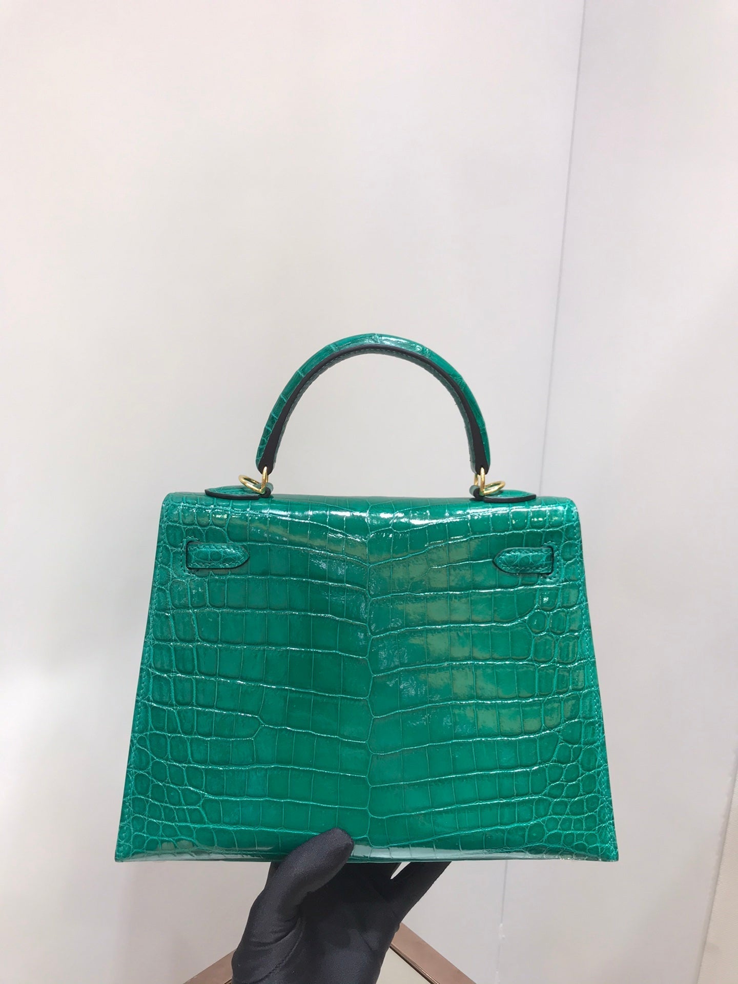 HM kelly real crocodile leather 25cm green