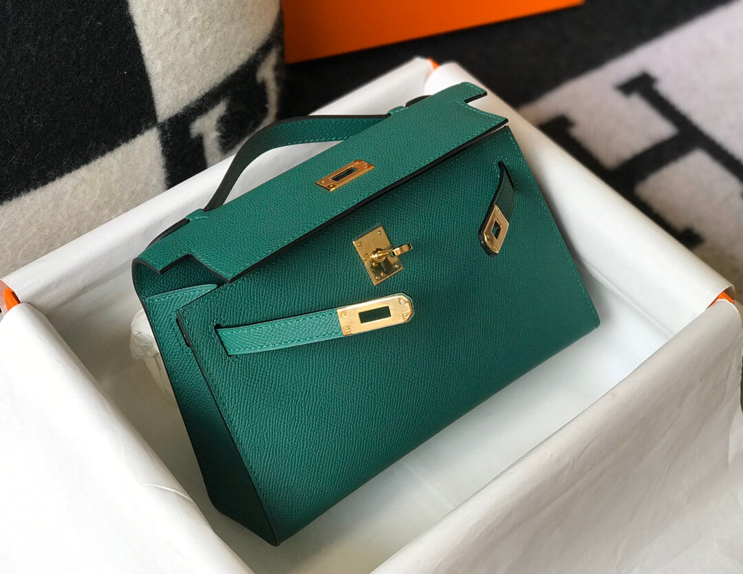 MINI Kelly Pouchetter 22cm green Epsom leather first generation