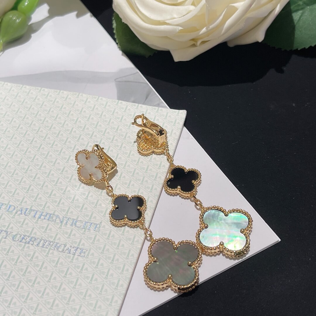 FE024 four-leaf clover gemstone earrings Free shipping